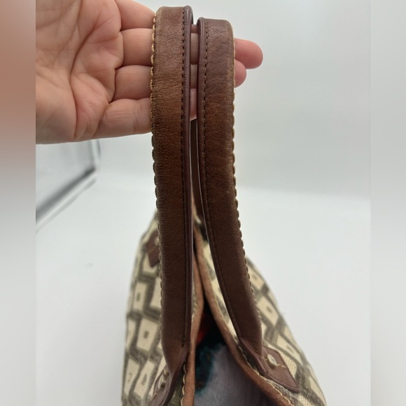 LIZ CLAIBORNE Linen Cotton Leather Trim Handbag - Picture 6 of 12